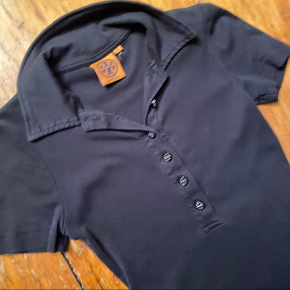 Tory Burch Black Lidia Short Sleeve Polo Shirt - Picture 8 of 11